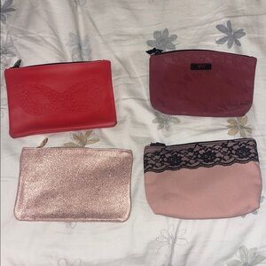 Red and Pink Women's Cosmetic Bag Set